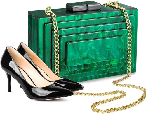 Vista 5 de YYW Bolso de mano de noche de acrílico para mujer, elegante bolso de hombro cruzado para boda, cóctel, fiesta, fiesta de Navidad