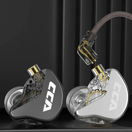 Vista 2 de Auriculares con Cable CCA CRA Intrauditivos Auriculares con Cable Desmontable de 2 Pines, Monitores Auriculares con Controlador Dinámico de Negro