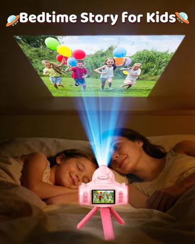 Vista 6 de Cámara para niños con proyector, cámara digital HD 1080P para niños de 3 a 12 años, grabadora de video fotográfico de 48 MP con soporte, tarjeta SD
