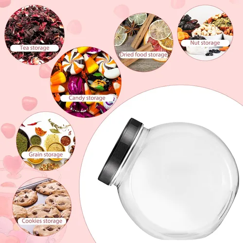 Vista 3 de Sunnyray Juego de 6 tarros de galletas transparentes de 85 onzas con tapas, recipientes para dulces transparentes para dulces, bufé, fiesta, mesa