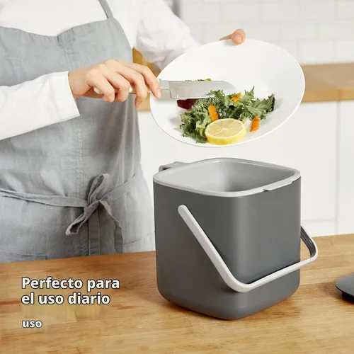 Vista 3 de Blue Ginkgo - Contenedor de compost de cocina, 2.6 L, color gris oscuro