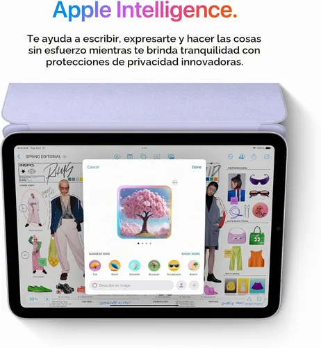 Vista 3 de Apple iPad mini (A17 Pro): Apple Intelligence, pantalla Liquid Retina de 8.3 pulgadas, 128 GB, Wi-Fi 6E, cámara frontal de 12 MP/cámara trasera