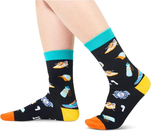 Vista 2 de Zmart Unisex Fishing Flying Funny Yoga Socks, Gifts For Fishing Lover Pilot Yoga Teacher