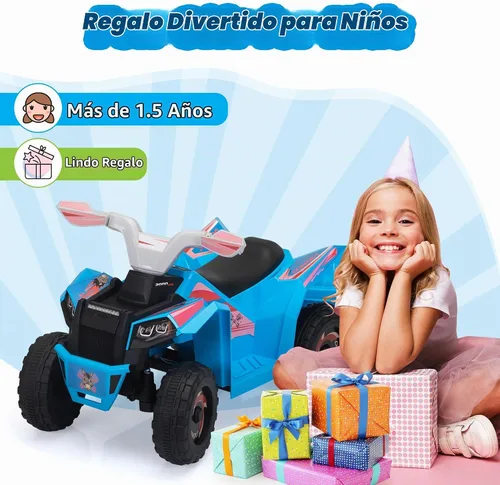 Vista 4 de TOBBI - Coche eléctrico para niños ATV 4 ruedas con remolque y música 6V Azul