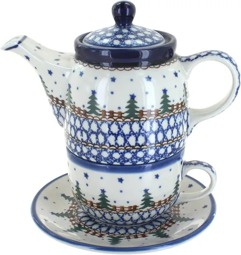 Vista 6 de Blue Rose Polish Pottery Georgia Blue Tea para uno