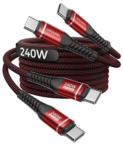 Vista 11 de Cable USB C a USB C de 240 W de carga rápida de 6 pies, cable USBC a C Negro