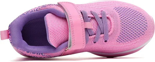 Vista 3 de SURRAY Zapatos deportivos para correr y caminar para niños y niñas, transpirables, antideslizantes, para gimnasio, deportes, a la moda