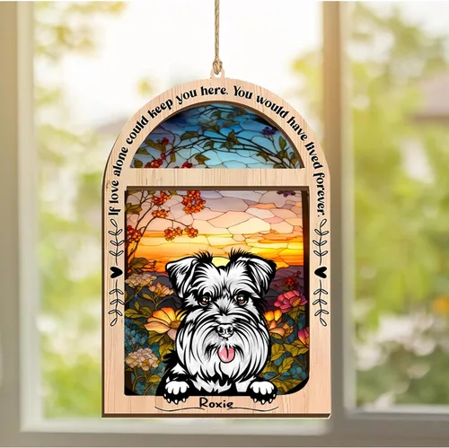 Vista 375 de LOVELYPOD Adorno de Navidad personalizado de sabueso afgano, atrapasoles con nombre, regalos de pérdida de mascotas, regalos para amantes