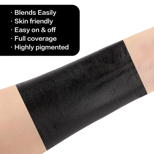 Vista 4 de Pintura facial negra, kit de pintura corporal en crema mezclable, negro ojo para deportes, béisbol, softbol, fútbol, pintura facial para calavera