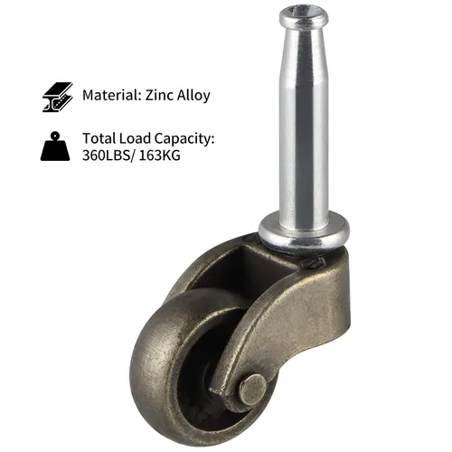 Vista 4 de Skelang Rueda giratoria de 1 pulgada, rueda de aleación de zinc con enchufe, repuesto de rueda giratoria para mesa de café, cómoda, mesita de noche