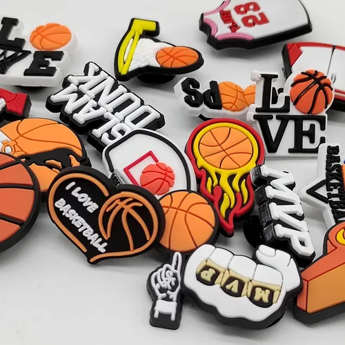 Vista 3 de lovinglove Dijes deportivos para decoración de zapatos de zuecos, béisbol, voleibol, sóftbol, fútbol, baloncesto, hockey, zapatos, paquete