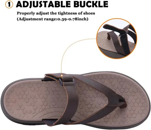 Vista 4 de MGGMOKAY Sandalias ligeras de cuero para hombre con soporte de arco