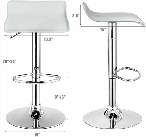 Vista 2 de Taburetes de bar altos, 4 juegos de taburetes giratorios de elevación ajustable, taburetes de bar giratorios de piel sintética, sillas de cocina