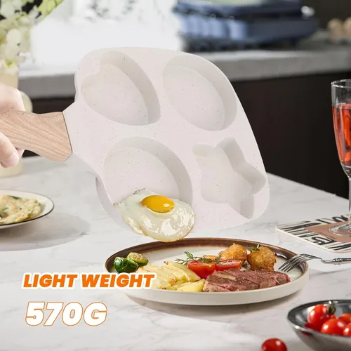 Vista 6 de Topyond Sartén para tortilla de huevos, sartén antiadherente para panqueques de 4 tazas, sartén para huevos, panqueques, crepes, compatible