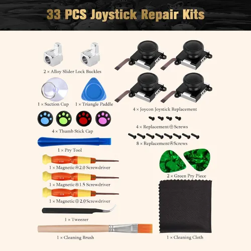 Vista 4 de Cierre de metal hebillas Kit de herramientas de reparación para Nintendo Interruptor NS Joy con con destornilladores
