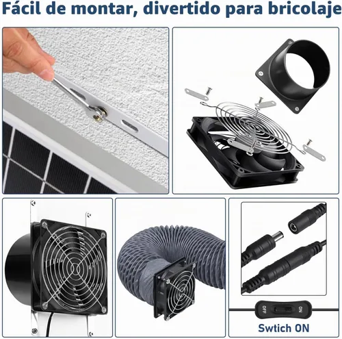 Vista 15 de Extractor solar, ventilador de ventilación de panel solar IP68 impermeable de 20 W, kit de ventilador alimentado por energía solar, ventilador