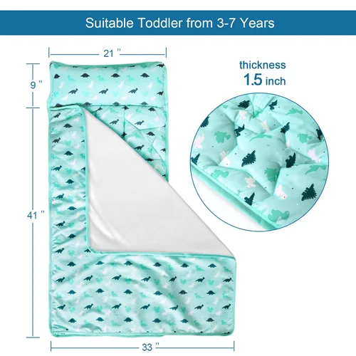 Vista 2 de Tapete para siesta para niños pequeños con manta de 50 x 21 x 1.5 pulgadas, tapete para siesta para niños y niñas, súper suave y acogedor, saco