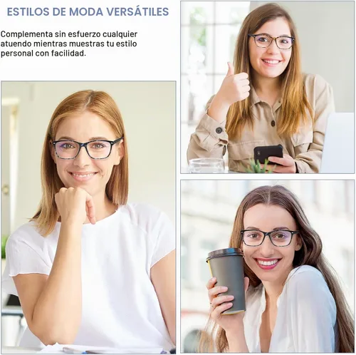 Vista 2 de Anteojos de lectura progresivos multienfoque para mujer, estampado de patrón de bloque de luz azul, elegantes lectores de computadora para mujer