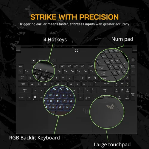Vista 5 de Asus TUF A16 - Laptop para juegos FHD 165Hz de 16 pulgadas, AMD Ryzen 7-7735HS, gráficos Radeon RX7600S V8G, 64 GB DDR5 RAM, 2 TB PCIe SSD, teclado