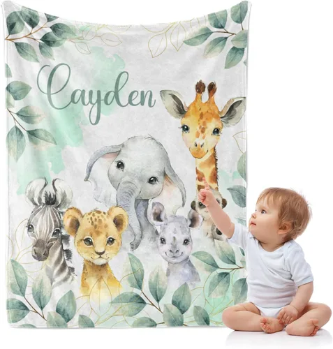 Vista 12 de J&SBGFT Manta de Bebé Personalizada para Niños - Manta con Nombre Personalizado para Niños Pequeños, Niños - Manta Decorativa de Guardería Cochecito