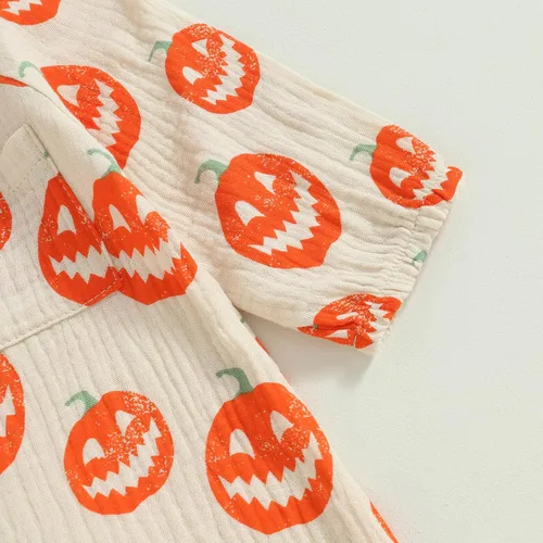 Vista 4 de GOOCHEER Mameluco de manga larga para bebé, niño, niña, Halloween, traje de calabaza