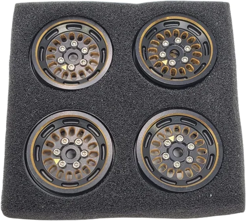 Vista 3 de NHX RC 1.0" latón negro Beadlock ruedas orugas llantas 4 piezas : Axial SCX24
