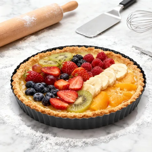 Vista 7 de Tosnail Paquete de 2 sartenes antiadherentes para quiche de 9 pulgadas con parte inferior suelta extraíble