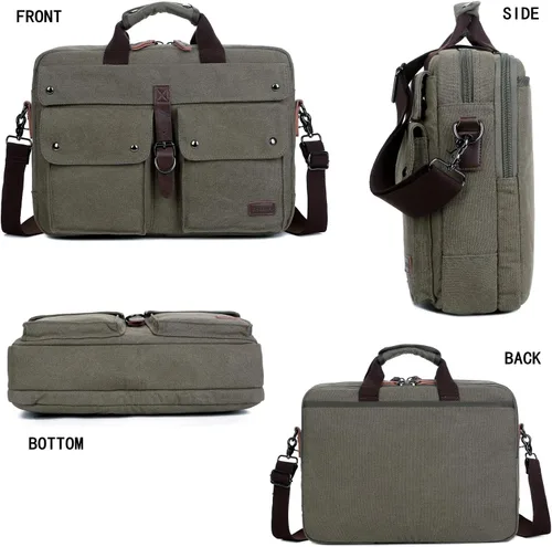 Vista 6 de Elegante 17 pulgadas de lona portátil bolsa de mensajero maletín vintage Crossbody bolsa de hombro militar para hombres BC-07 Stylish
