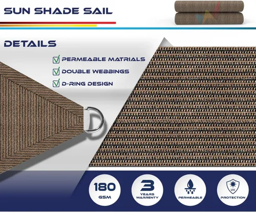 Vista 3 de Windscreen4less Toldo Vela Triangular Recto de 2' x 2' x 2.8' pies para Exteriores Cobertura Toldo Bloqueo UV para Patio Trasero Porche Pérgola