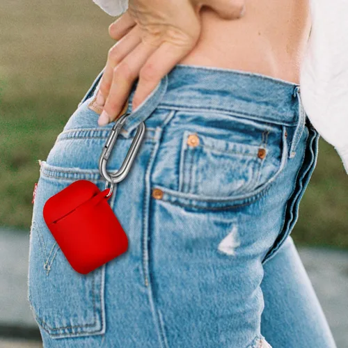 Vista 8 de Hamile Compatible con estuche de AirPods, funda protectora de silicona suave (LED frontal visible) diseñada para AirPods con accesorios de llavero
