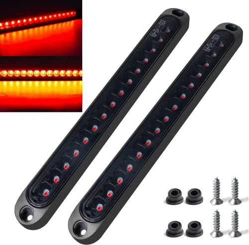 Vista 10 de Paquete de 2 luces LED de identificación de remolque de 10 pulgadas, 15 luces LED de 9 a 30 voltios, luces LED de parada, tira de luces traseras