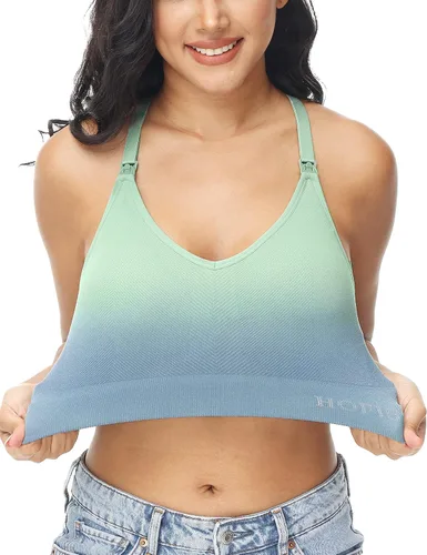 Vista 4 de HOFISH Sujetadores de lactancia de soporte para lactancia materna de impacto medio para maternidad y lactancia, brasier deportivo sin costuras