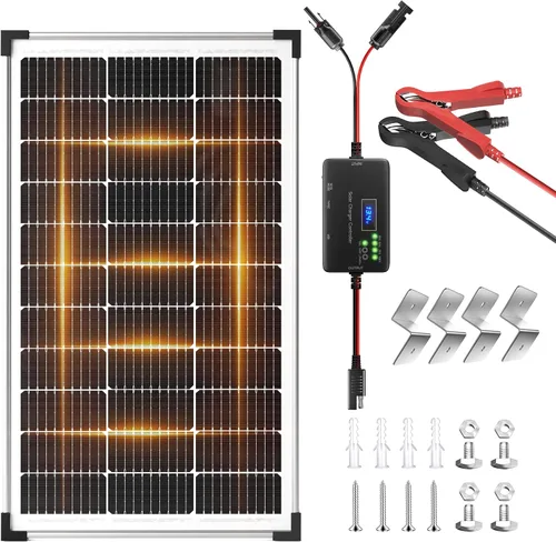Vista 17 de Voltset - Cargador de batería solar de 10 W 12 V: mantenedor de panel solar para automóvil, barco - Cargador solar monocristalino impermeable