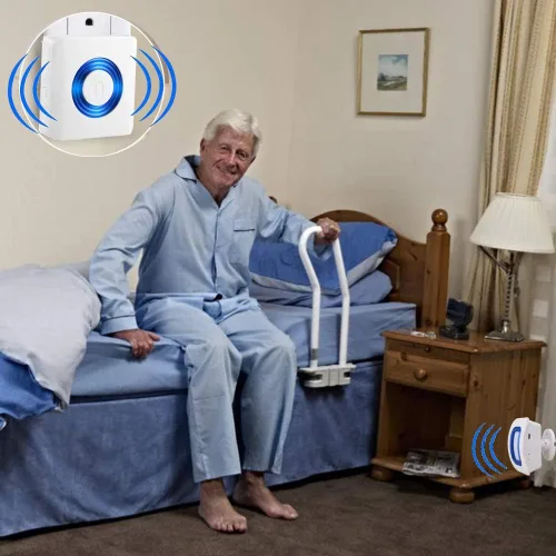 Vista 2 de Alarmas de cama y prevención de caídas para pacientes ancianos con demencia, dispositivo de alerta para el hogar (2 busca+1 sensor)