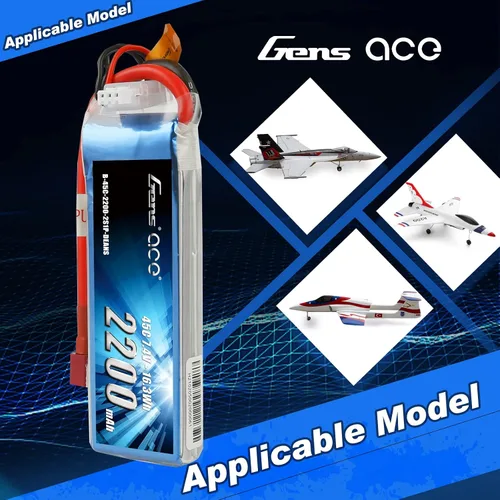 Vista 5 de Gens ace 7.4V 2200mAh 2S 45C LiPo Batería Deans Plug para 70MM EDF RC Avión 450 Helicóptero Rc Barco