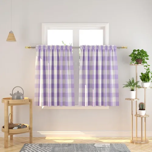 Vista 136 de Cenefas de cortina para ventana de 16 pulgadas de largo, 2 paneles de cuadros búfalo, cortinas pequeñas con bolsillo para barra, estilo clásico