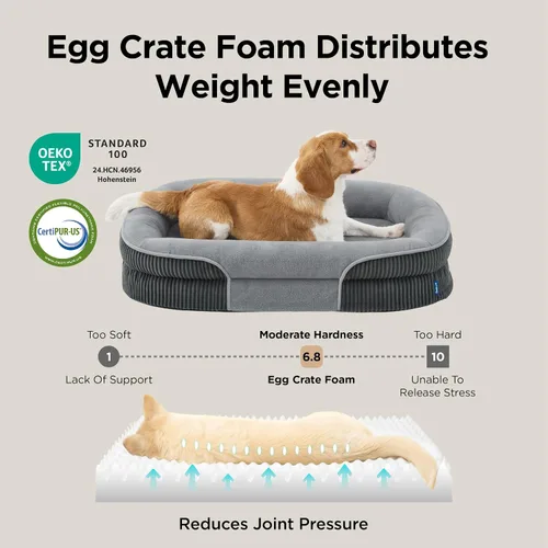 Vista 4 de Bedsure Camas ortopédicas para perros con cojín ovalado de 360 °, perro de Carbón