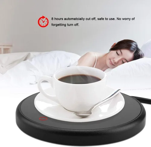 Vista 5 de Fdit Calentador eléctrico de taza de bebidas con apagado automático para escritorio, té, café, leche, taza, calentador, bandeja de 220-240 V, uso