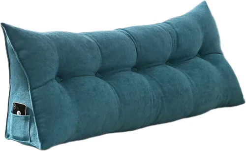 Vista 10 de Almohada de lectura extragrande para cabecero, almohada triangular de apoyo para la espalda, almohada extraíble de terciopelo para cabecero