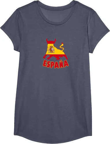 Vista 75 de Spain Espana with Bull and National Flag/Present T-Shirt Asphalt Grey