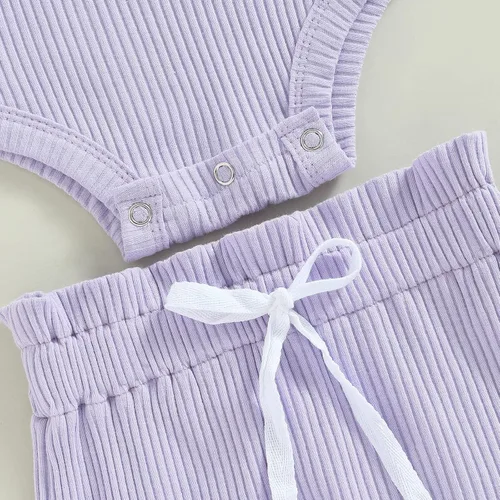 Vista 5 de Ropa de bebé recién nacida, sin mangas, con flores, enterizo, pantalones cortos, conjunto de verano