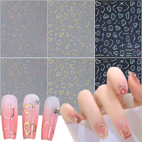 Vista 68 de 5 hojas de calcomanías de arte de uñas de mariposa, 3D coloridas mariposas, suministros de arte de uñas, mariposas, flores, calcomanías Con
