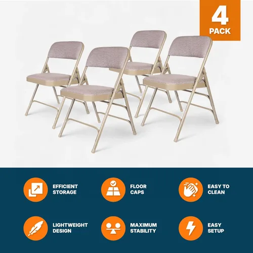 Vista 7 de OEF Furnishings Serie OEF2300 - Sillas plegables de doble bisagra con triple apoyo, tapizado de tela de alta calidad y servicio pesado