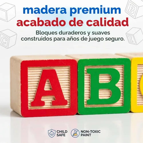 Vista 5 de 30 bloques con letras de colores de Skoolzy Juguete de construcción en madera ABC, para bebés, guarderías y preescolar Bloques de madera de lectura