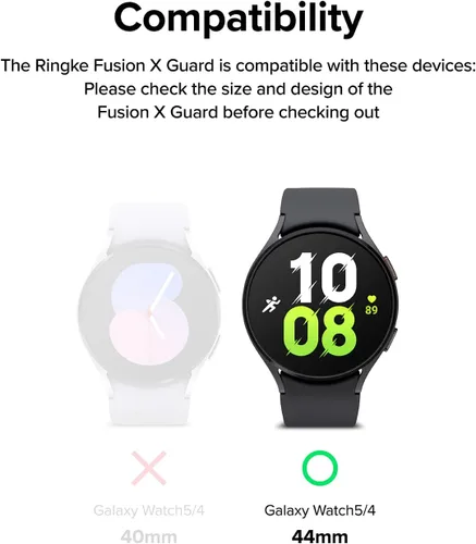 Vista 2 de Ringke Fusion-X Guard [correa + funda] compatible con Samsung Galaxy Watch 5/4 de 1.732 in con correa, resistente a los golpes, funda resistente a