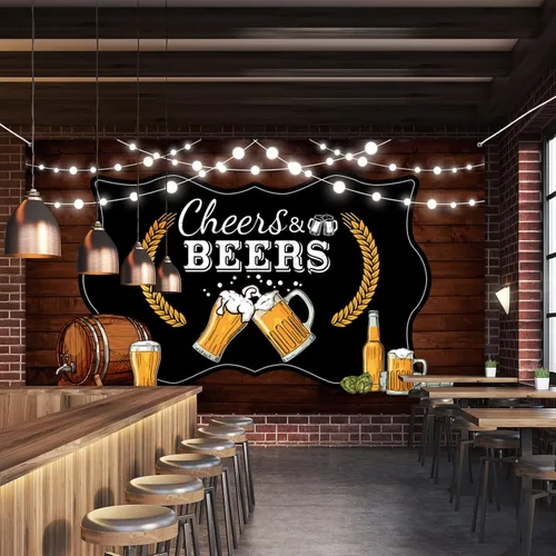 Vista 5 de Decoraciones de fiesta de animaciones y cervezas, tablero de madera rústico retro para cumpleaños de 30, 40, 50, fiesta temática de cumpleaños