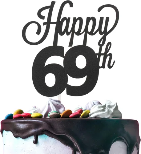 Vista 95 de LINGTEER - Decoración para pastel con texto "Happy Birthday 100", color negro