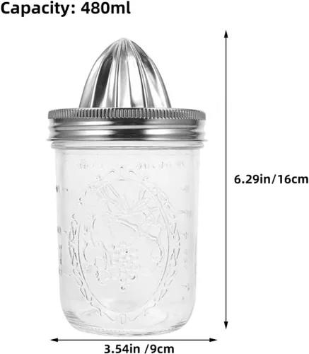 Vista 5 de DOITOOL Manual Stainless Steel Lemon Juicer and Orange Handheld Fruit Squeezer for Mason Jar 480Ml, Can Citrus Juicer for Kitchen Use