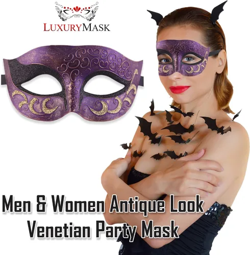 Vista 4 de Máscara de mascarada para hombre, máscara de aspecto antiguo para Halloween, fiesta veneciana, fiesta de máscaras y baile de máscaras