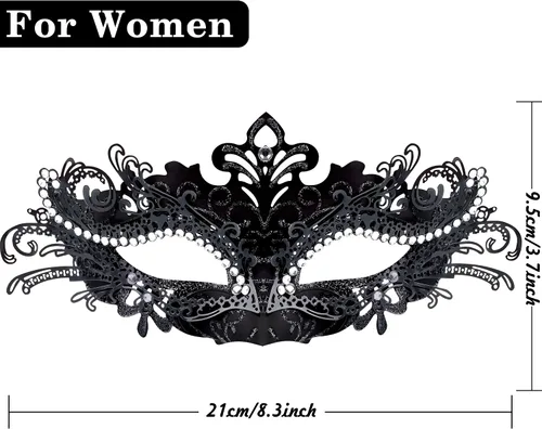 Vista 3 de SIQUK Máscaras de máscaras de metal veneciano para parejas, máscara de disfraz de Halloween, máscara de Mardi Gras para parejas, mujeres y hombres